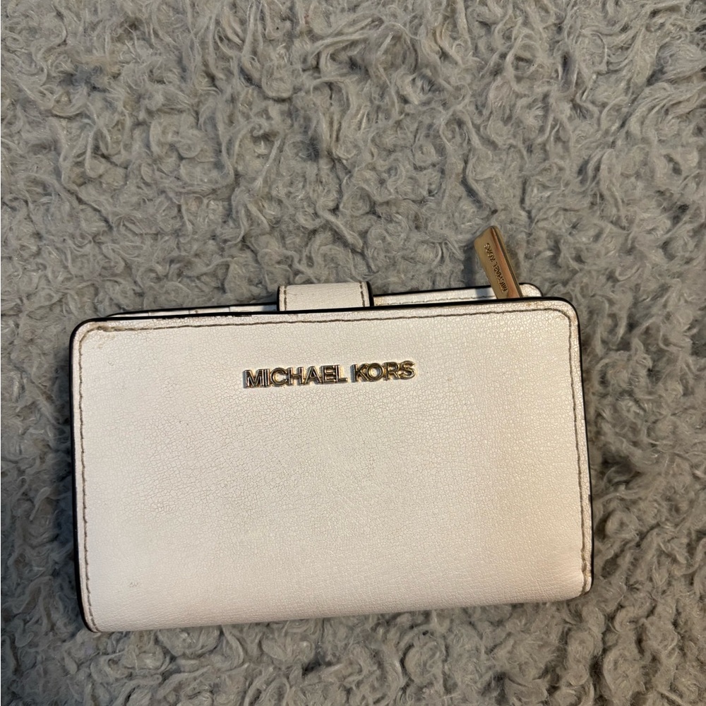 Michael Kors Cream Wallet with Gold Logo